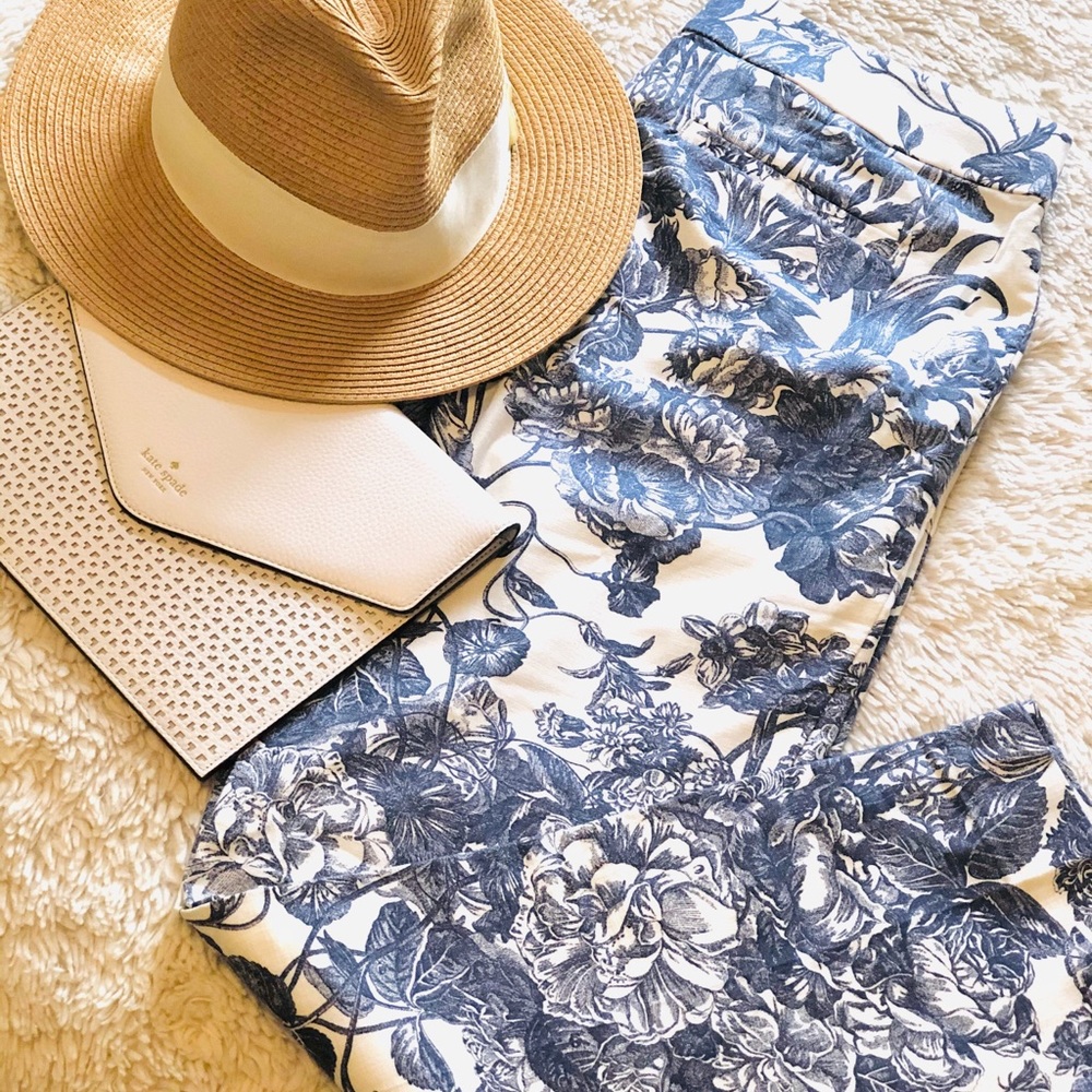 NWT Ann Taylor LOFT blue and white floral pants